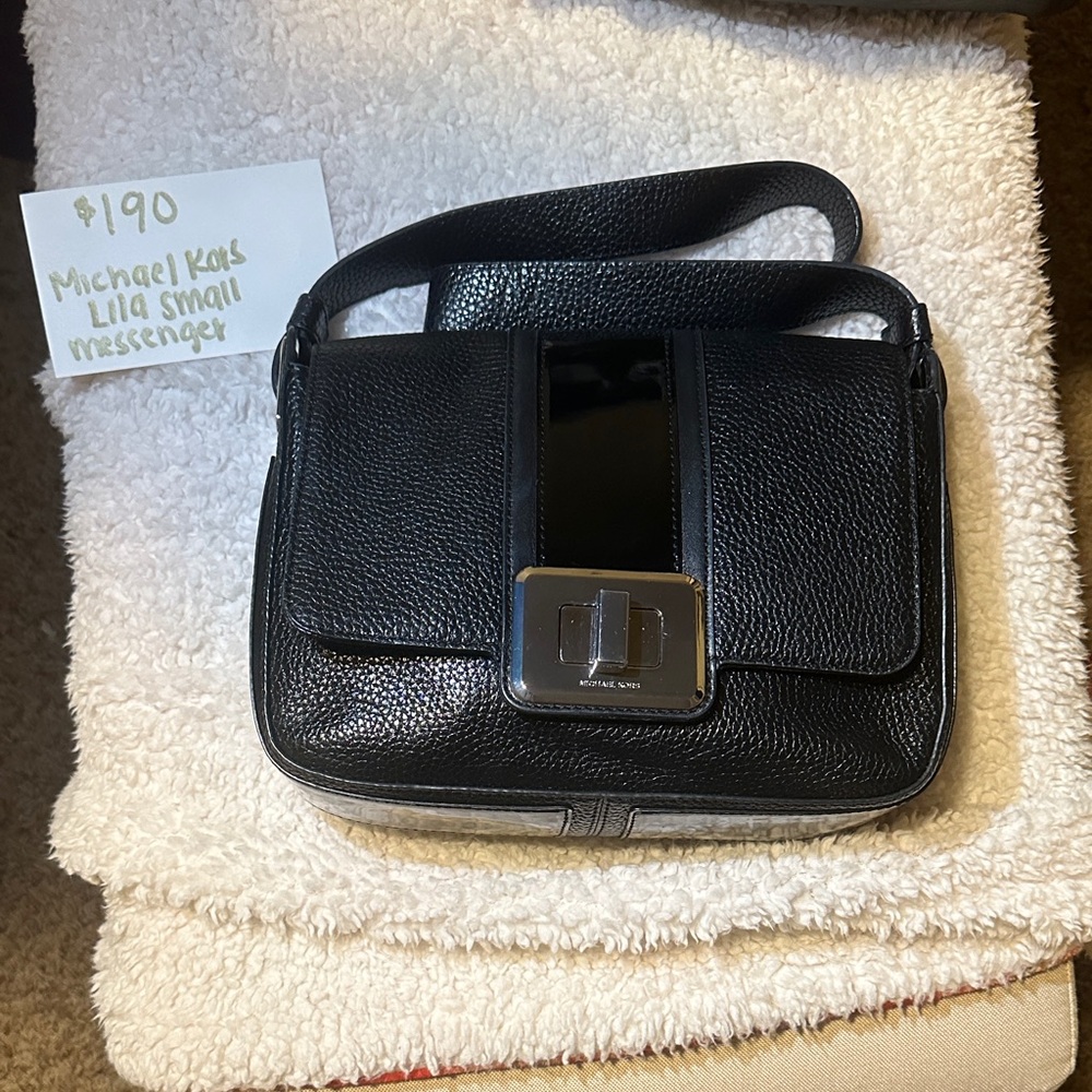Michael Kors Black Pebbled Leather Messenger Bag
